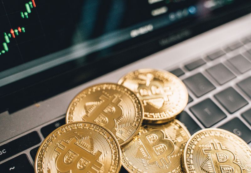Crypto Coins on the Laptop