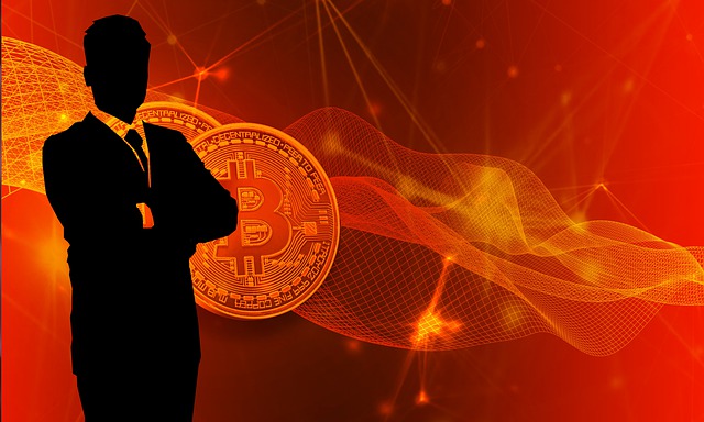 Bitcoin and Business Man Shade Crypto Concept