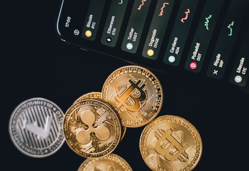 Crypto Coins and Trading Graphics in Phone