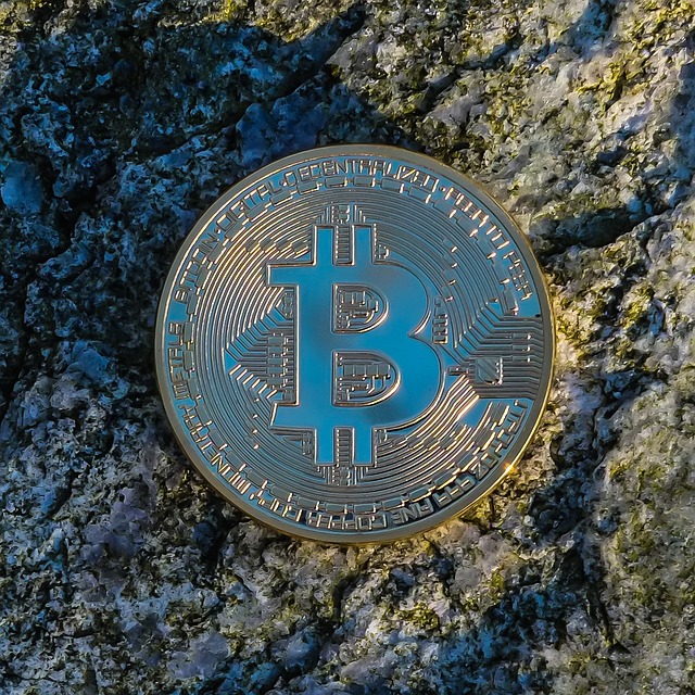 Gold and Blue Bitcoin