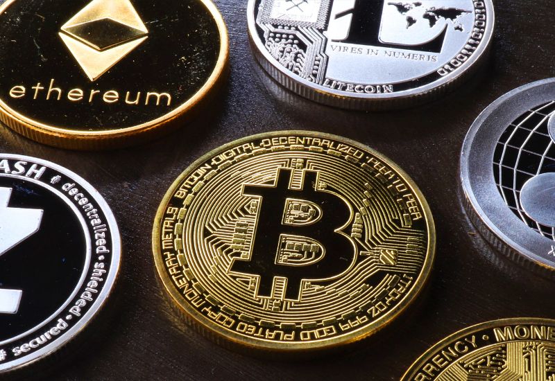 Golden Plated Black Crypto Coins