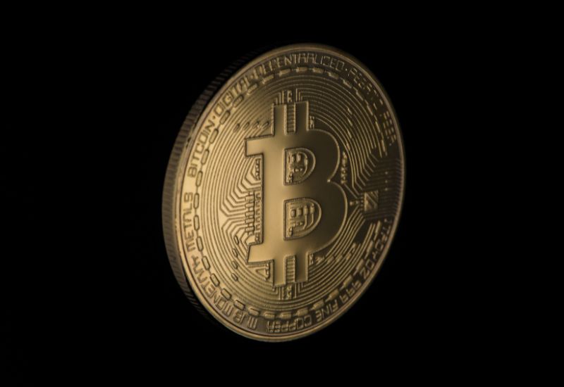 Bitcoin and black background